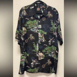 Vintage Harley-Davidson Black Tropical Print Shirt XL Mens